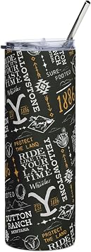 Yellowstone Logo Pattern Stainless Steel Skinny Tumbler -20oz - Officially Licensed