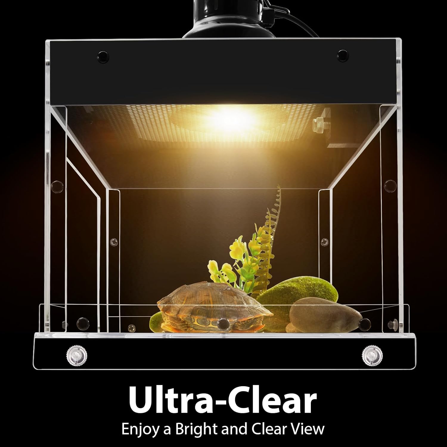 Upgraded Turtle Basking Platform & Dock - Acrylic Turtle Ramp, Non-Slip Surface & Easy-Climb, Fits 10-13 Inch Wide Aquariums