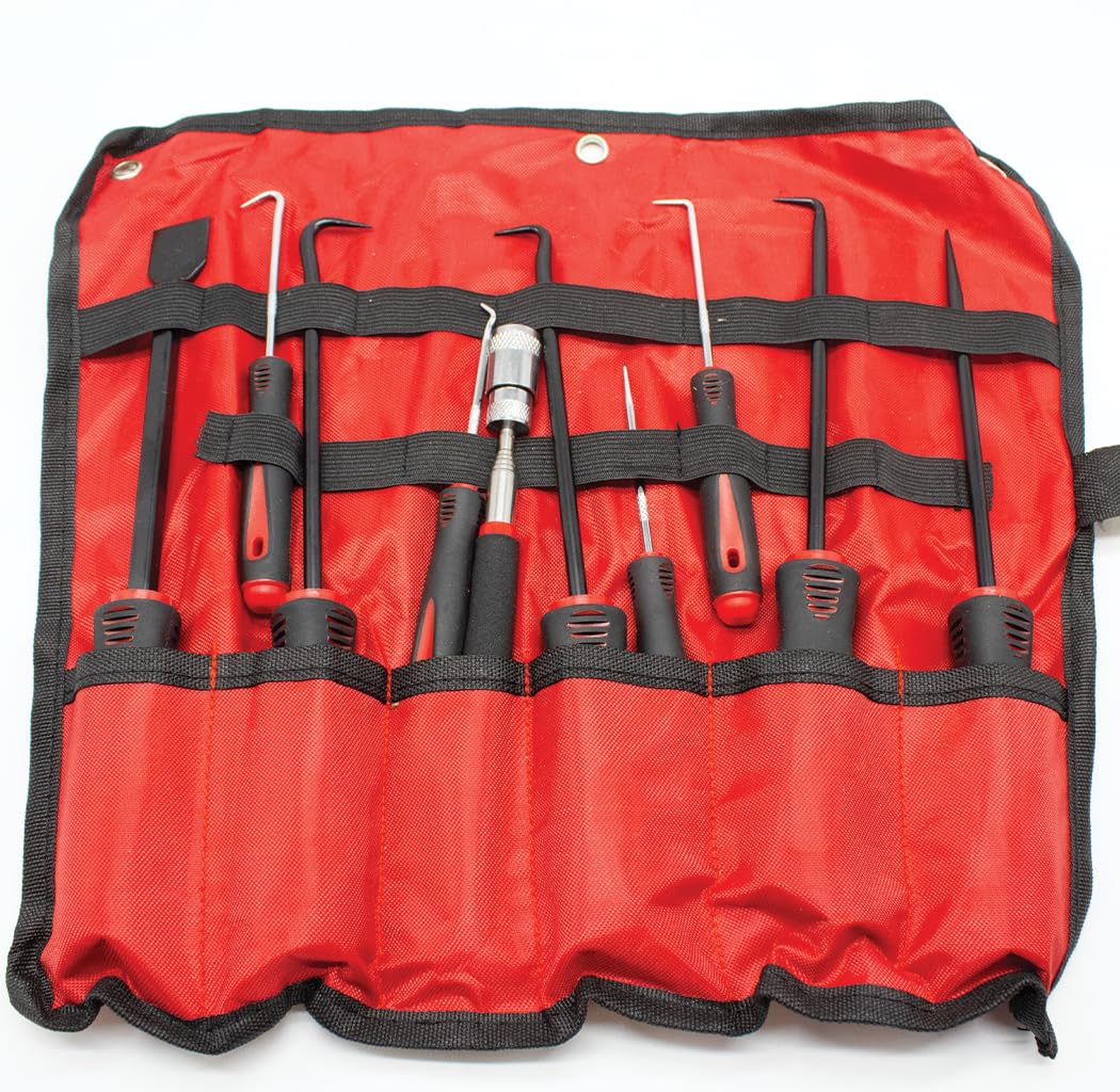 10 pcs Heavy Duty Hook and Pick Set, Car Repair O-Ring Removal Tool Kit for Removing Gaskets, Springs, Oil Seals, O-Rings with Useful Bag to Store Them.