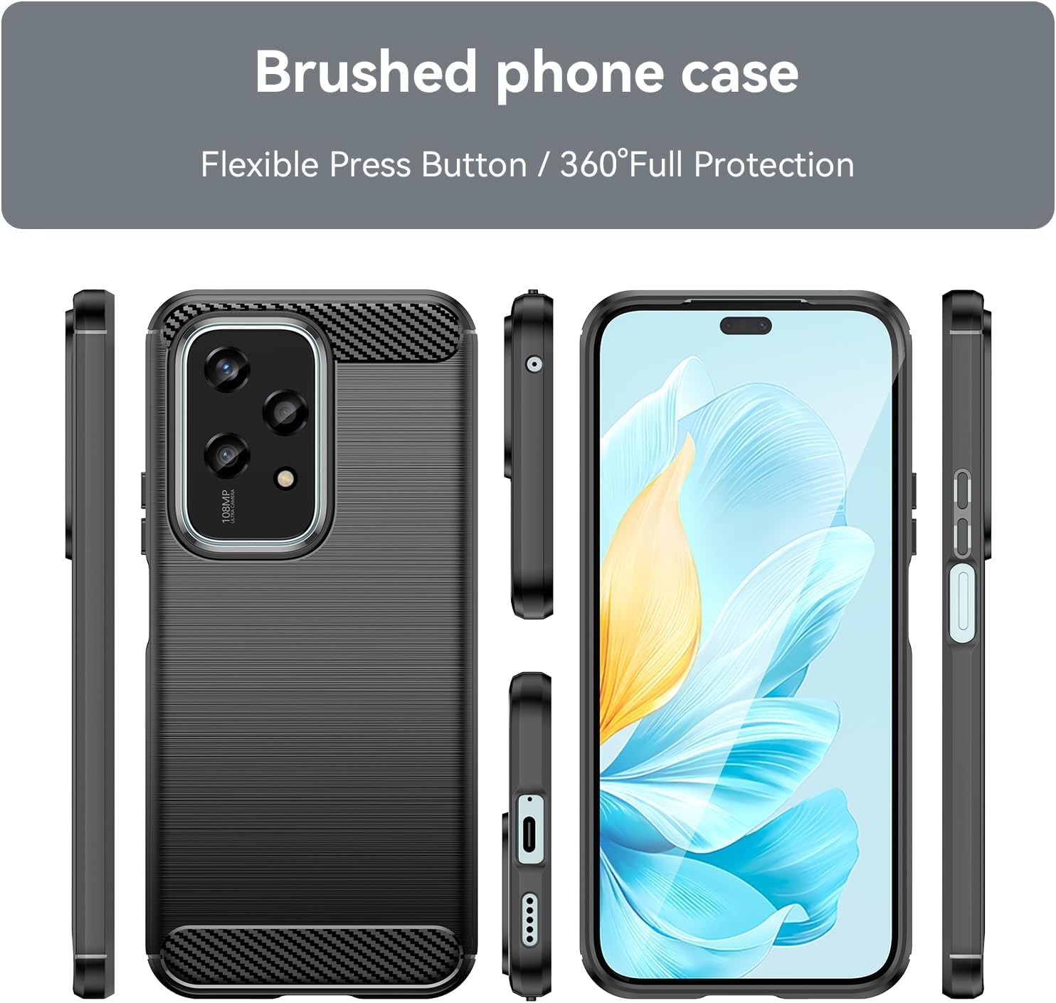 PIXFAB Custodia Per Honor 200 Smart Con Anello Porta E Supporto | Protezione Obiettivo Fotocamera Scorrevole + 2 Pellicole Vetro Temperato | Antiurdo Con Cavalletto
