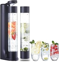OSCEVIA Soda Maker Sparkling Water Machine with 2 BPA-Free 1L Bottles - Home Fizzy Drink Dispenser, Screw-in 60L CO2 Compatible, Black