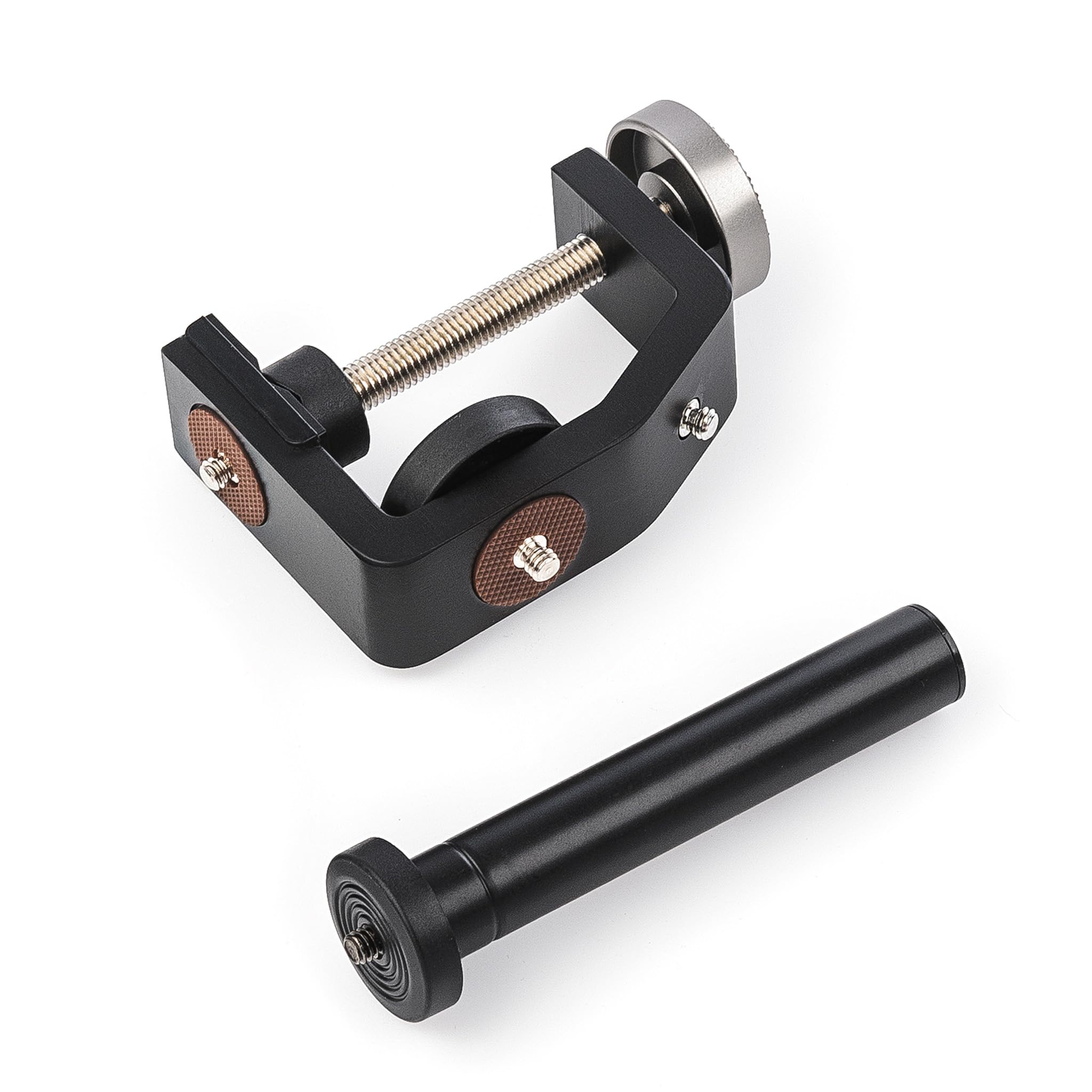 Walimex pro KX-20 Stativ Klemme – Klemmstativ, Blitzklemme, Aluminium, mit ausziehbarer Mittelsäule 12,5-20 cm, für Kamera, LED Leuchten, Halterung für Stativ, Rohr, Platte, Tisch