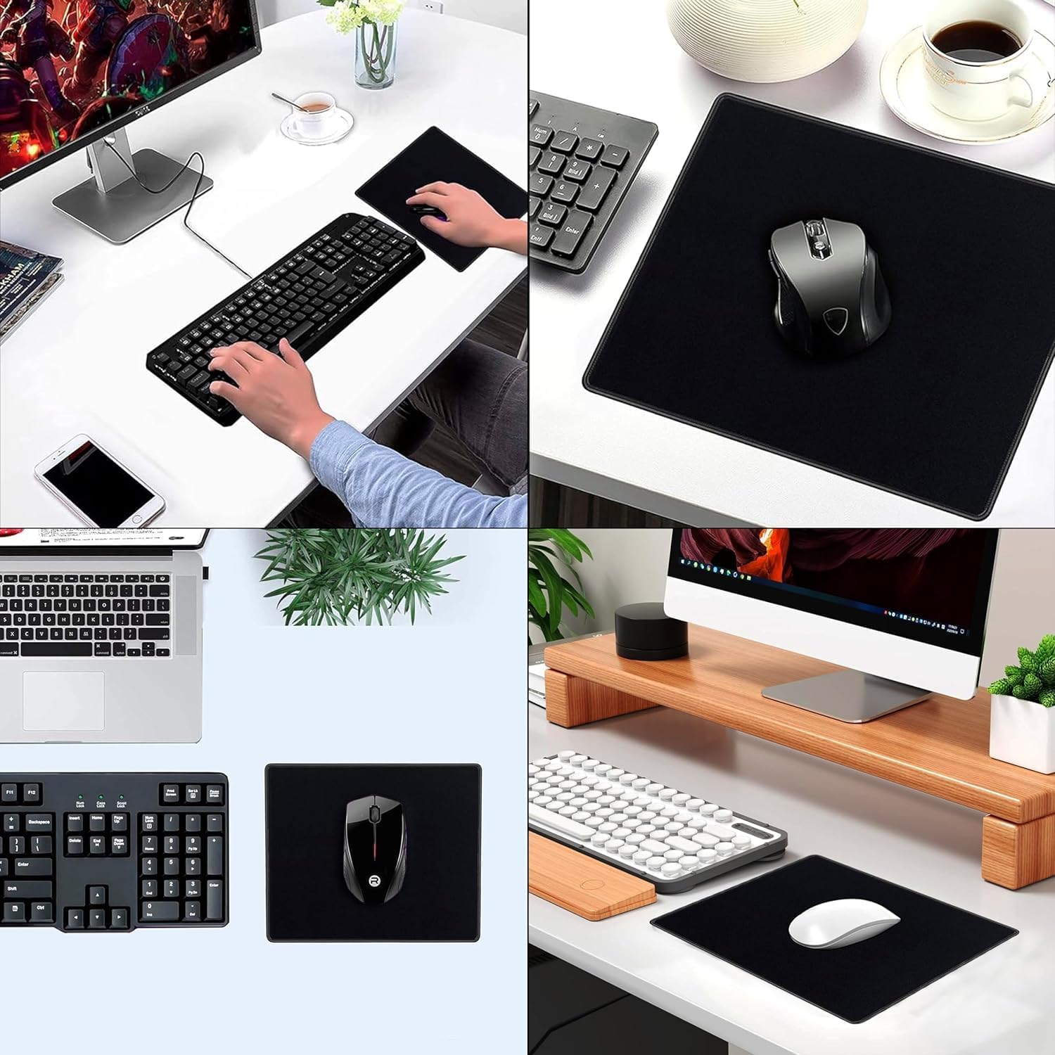 SaiTech IT 50 Pack Mouse Pad with Stitched Edges Non-Slip Rubber Base, Premium-Textured and Waterproof Mousepads Bulk, Mouse Pad for Computers, Laptop (8.66 x 7.1 Inch) - Black