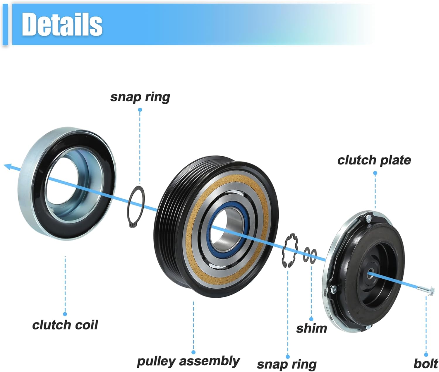 uxcell AC Compressor Clutch Set Replace for Chevrolet Silverado 3500HD 8CYL 6.6L 2015-2020 A/C Clutch Repair Assembly