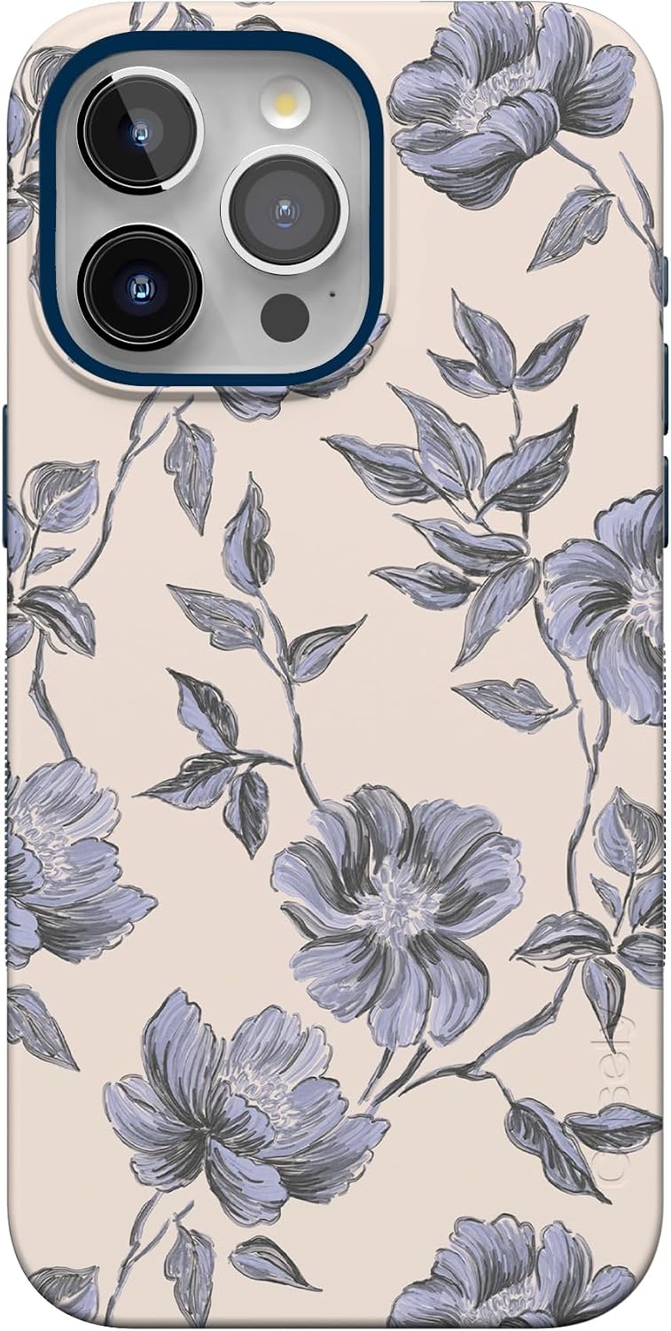 Casely iPhone 15 Pro Max Case | Ink & Iris | Vintage Floral | Bold Protective Design | Compatible with MagSafe