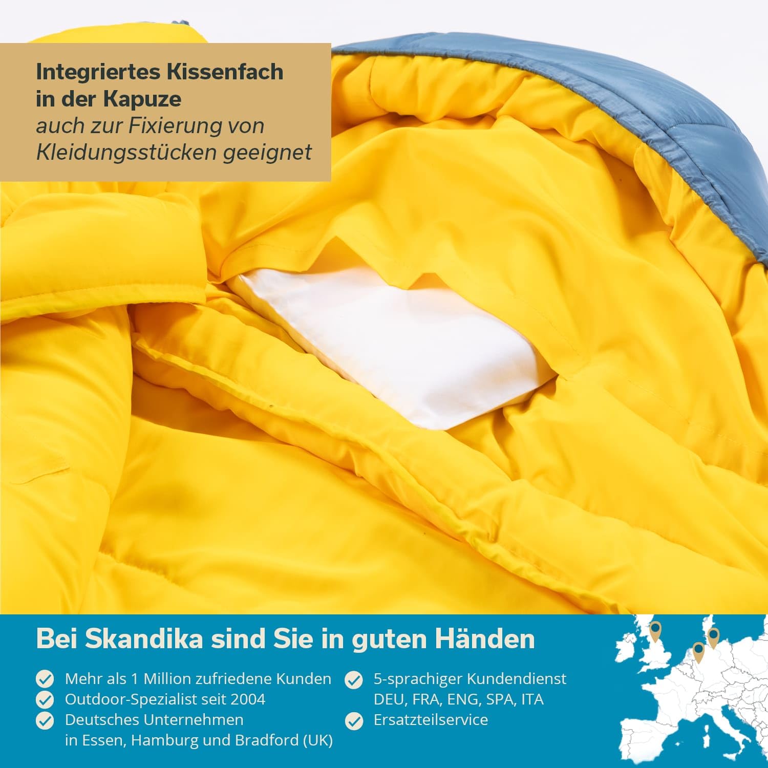 Skandika Schlafsack Gjora | Mumienschlafsack für Junior/Erwachsene/Kinder, 3-4 Jahreszeiten, Nylon-Ripstop, kompakt, wasserabweisend, Packsack | Outdoor, Camping, Wandern, Winter