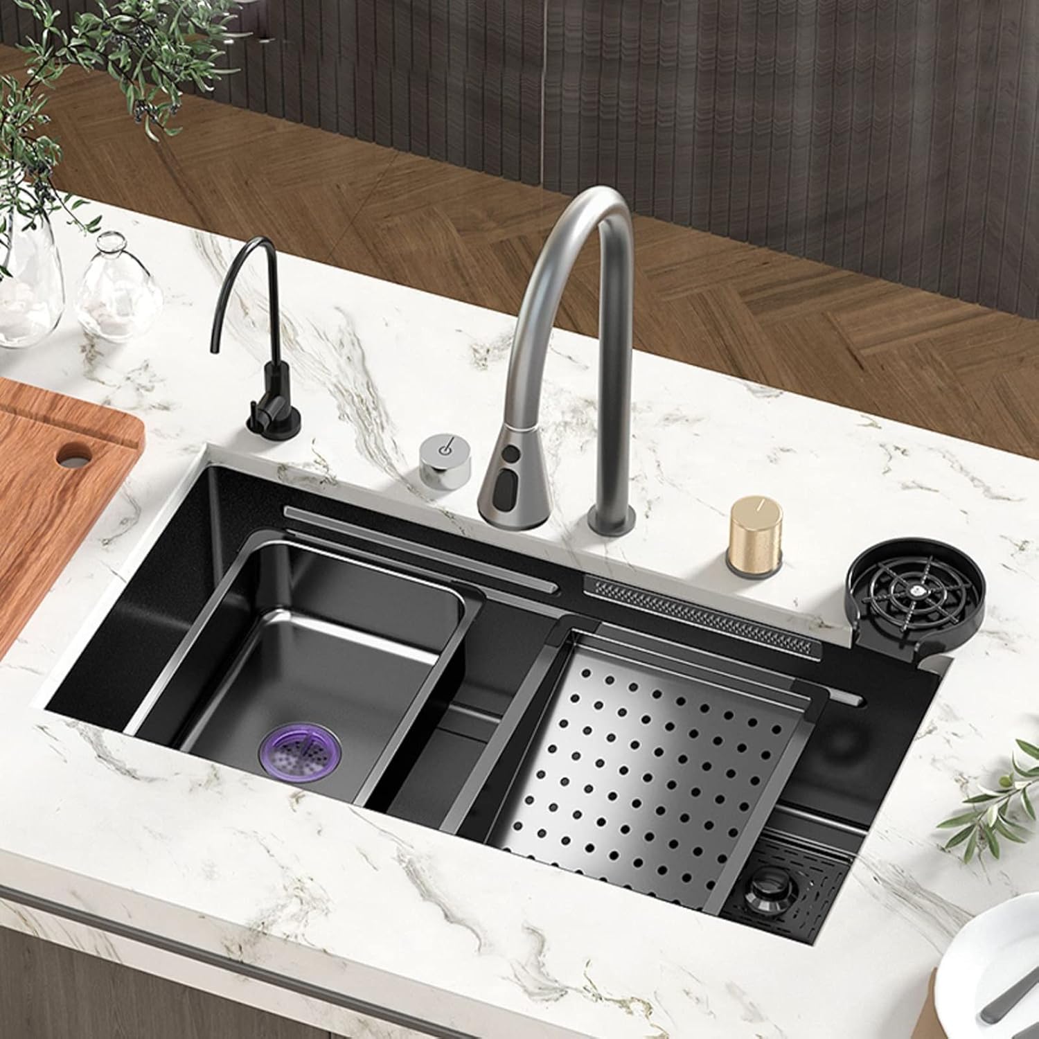 Undermount Kitchen Sink, New Stainless Steel Waterfall Sink