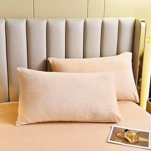 Miniatura 3 de LweiPsqLin Juego de sábanas de terciopelo, juego de sábanas de vellón con bolsillos extra profundos, sábana bajera de felpa cálida, sábana encimera