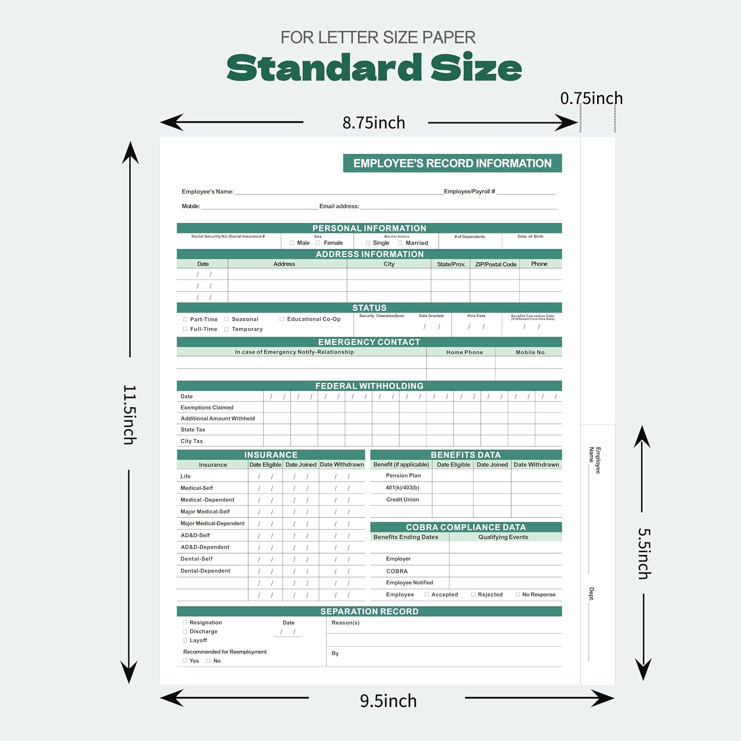 Employee File Folders, 25-Pack Heavy Duty Cardstock, Letter Size 9.5x11.5, Secure 2-Pocket Design for HR Document Organization & Storage (Green)