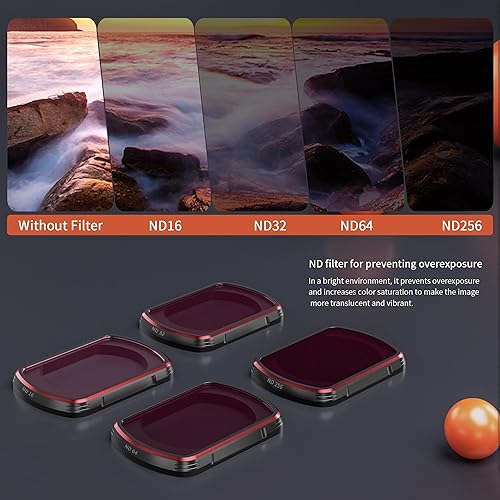 Miniatura 5 de Juego de filtros ND para DJI Osmo Pocket 3 Creator Combo Accesorios – Paquete de 4 ND 16, ND 32, ND 64, ND 256 (magnético) (versión de aluminio)