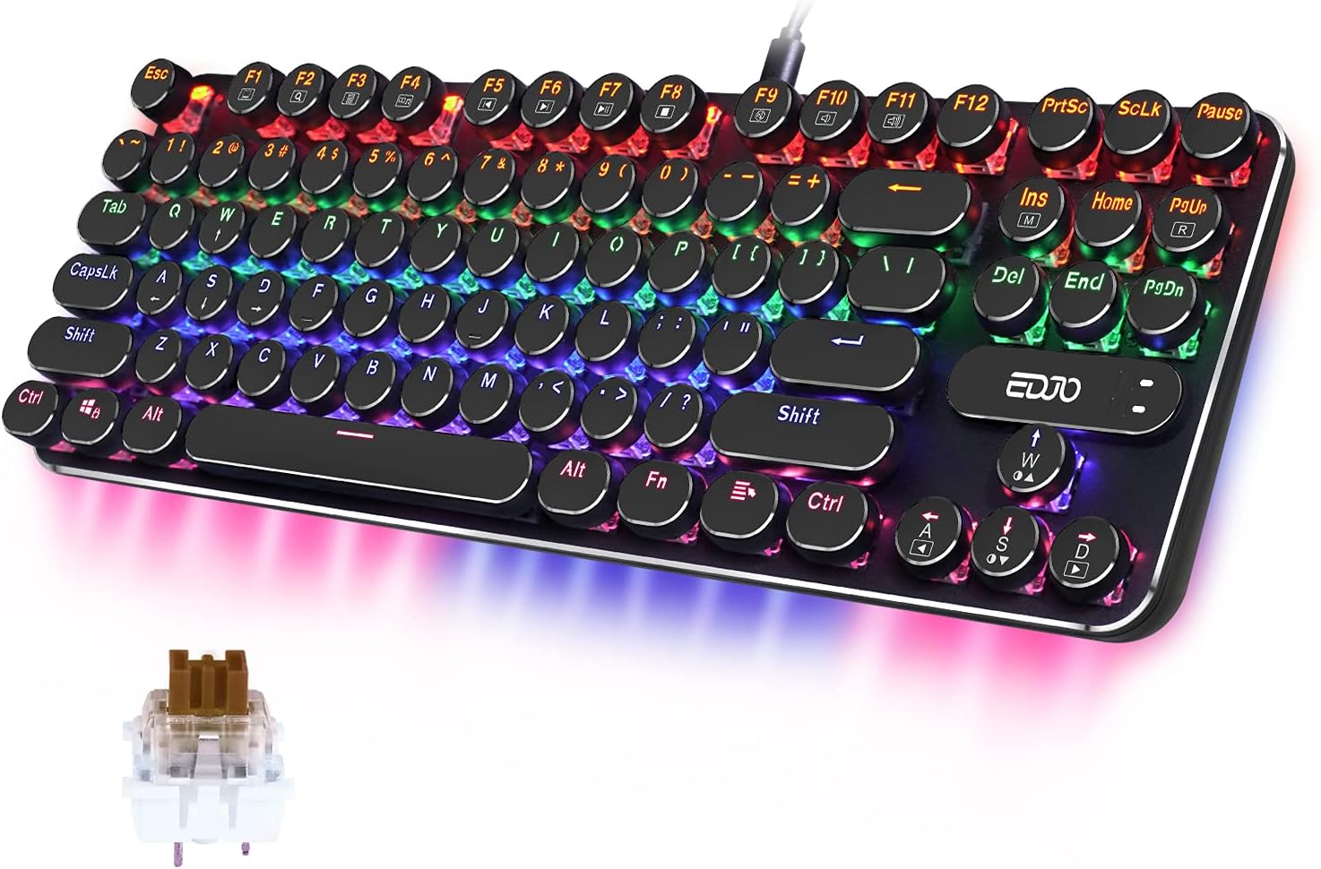 Mechanical Gaming Keyboard, EDJO 87 Keys Brown Switches