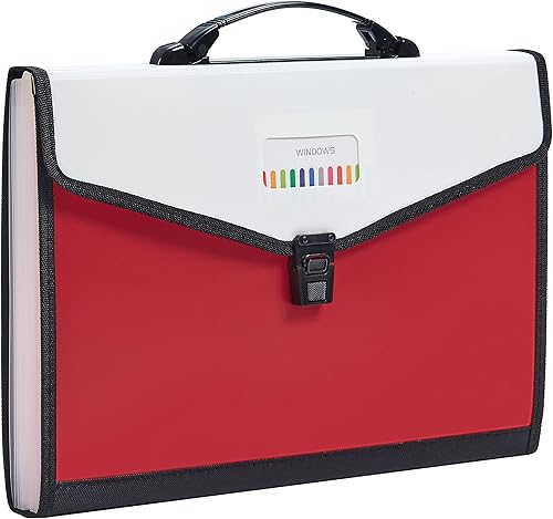 FANWU Carpeta de archivos expandible de 13 bolsillos con asa, tamaño legal, carpeta de archivos de relleno de acordeón de plástico, organizador de