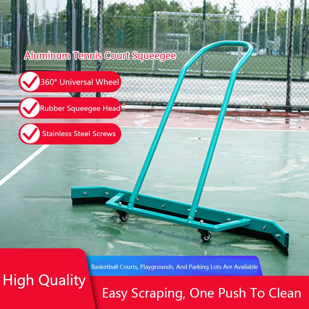 Tiracqua per Campi da Tennis Spazzolone,Silver,L | Tiracqua con ruote in acciaio inox per rimuovere rapidamente l'acqua da campi da tennis, viali e pavimenti