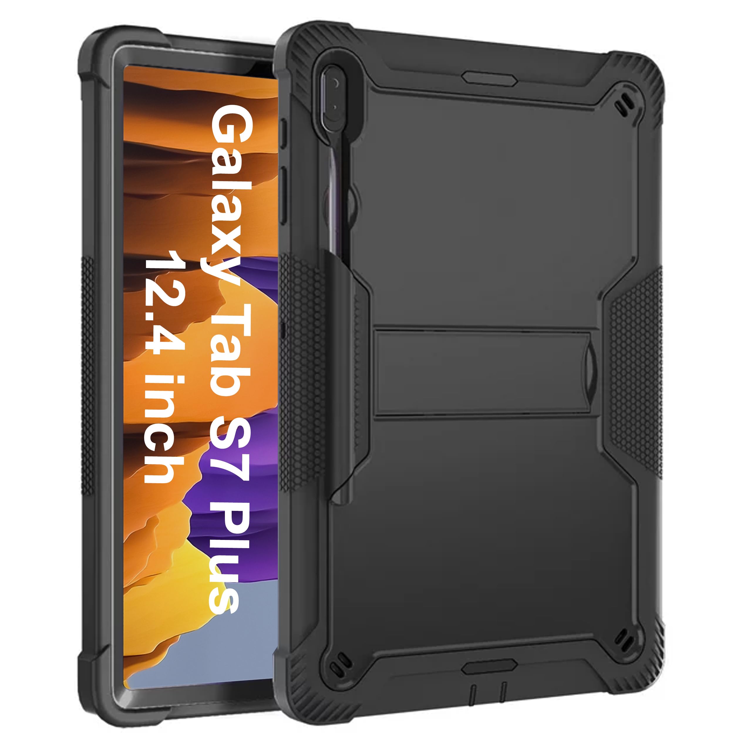 TGK Slim Heavy Duty Shockproof Protection Kickstand Hybrid Case Cover for Samsung Galaxy Tab S7 Plus 12.4 inch Tablet Black (B0D2954XZS) Amazon Price History, Amazon Price Tracker