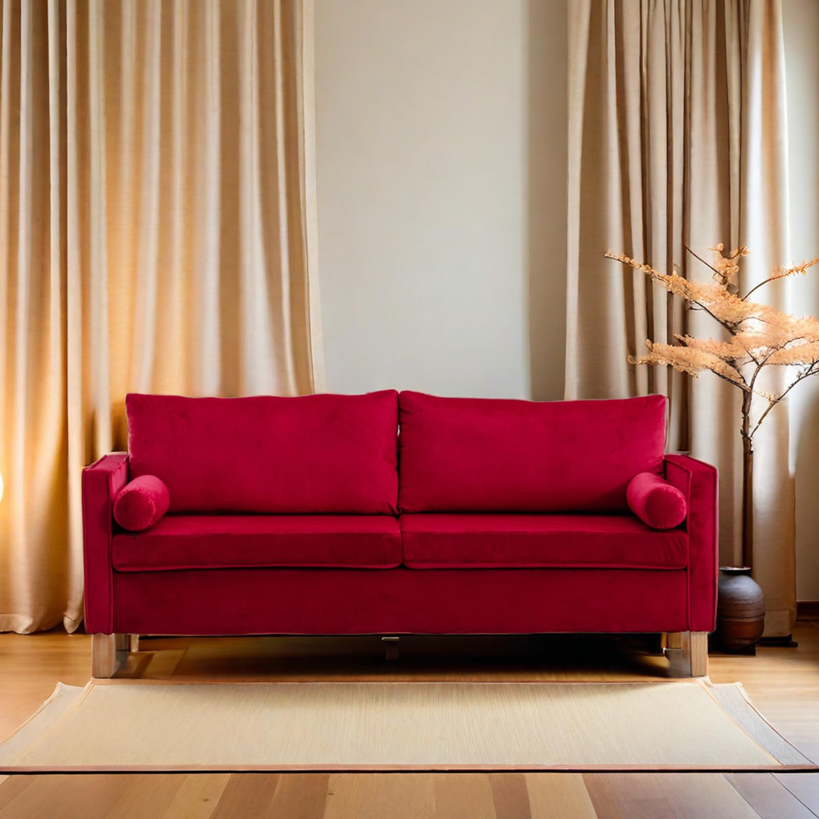 Upholstered Velvet Loveseat 70 Inches Sofa Double Small Sofa with 2 Seats, High-End Fabric ... - High-End Upholstery Trends