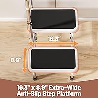 Vista 3 de Escalones de cama para camas altas para adultos, taburete resistente con mango ajustable para ancianos, plataforma antideslizante grande, soporta
