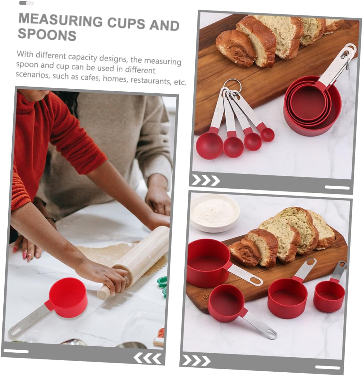 Essential Cooking Gadgets Nesting Measuring Spoon Cup Kit Plastic Stainless Steel Material
