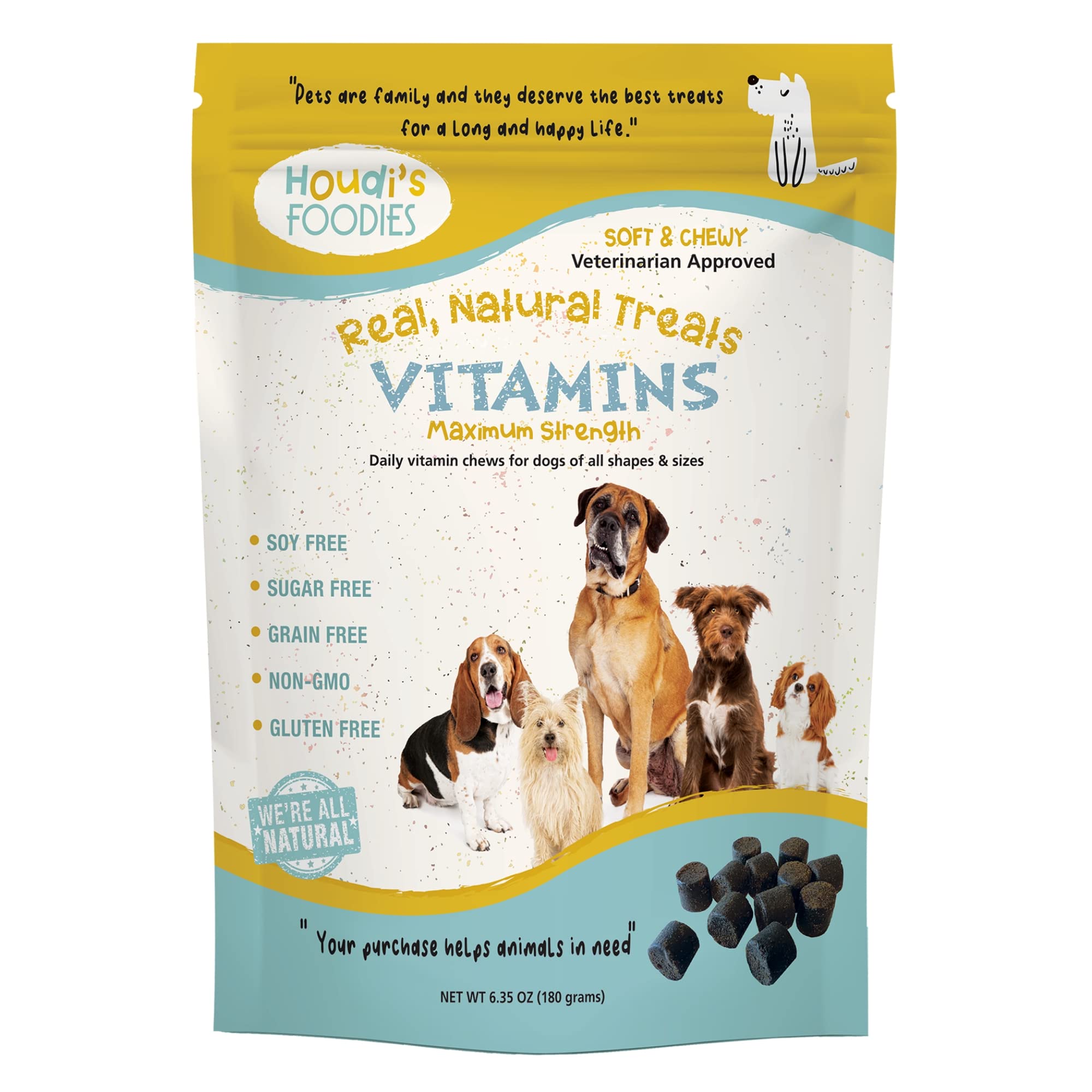 Houdi's Foodies Vitamins by North American Herb & Spice - Easy-to-Chew, Veterinarian-Approved SmartSupps for Dogs - Grain Free, Gluten Free & Non-GMO