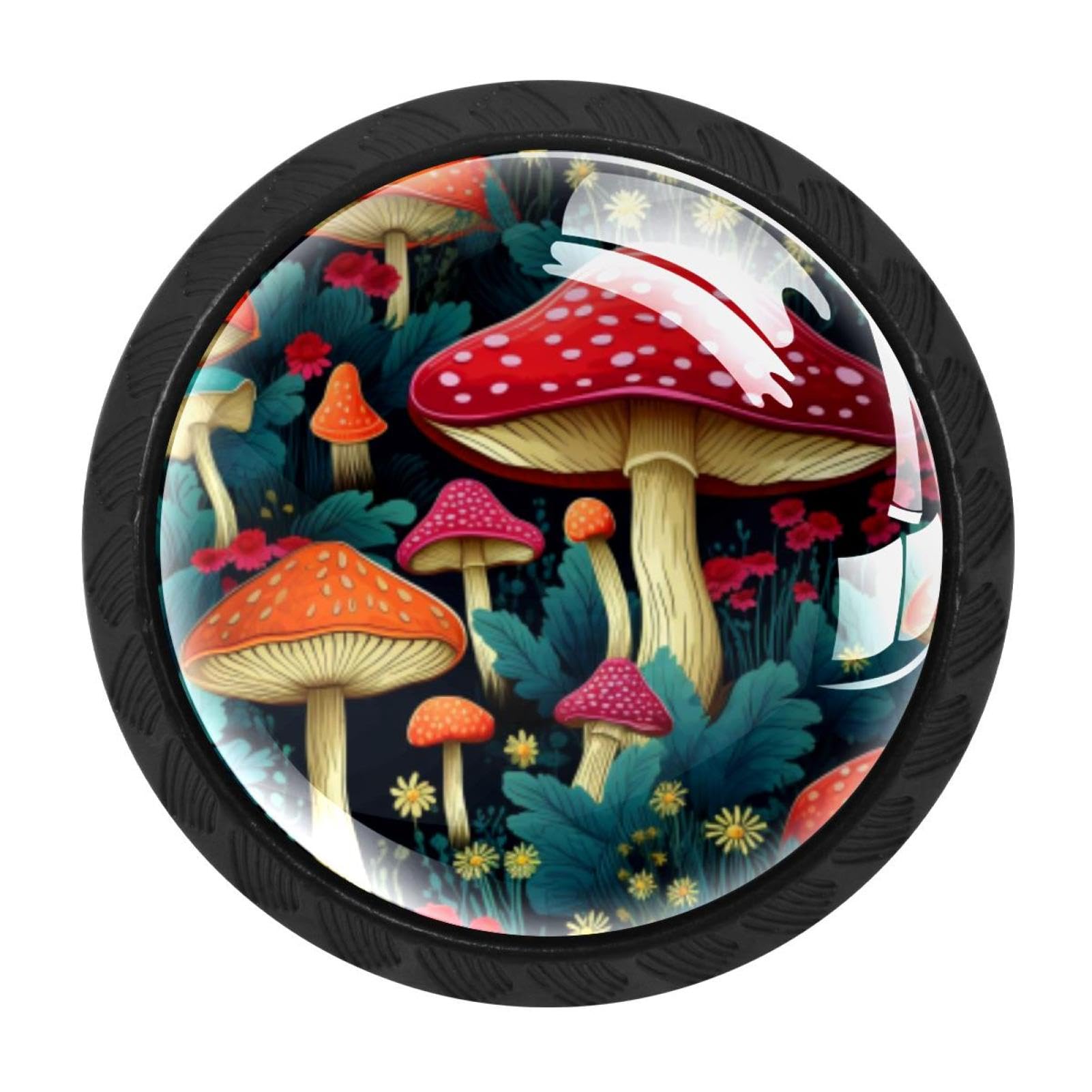CHENZZZZ 4 Pieces Mushroom Drawer Knobs, 35mm Black Cabinet Knobs, Drawer Pulls and Knobs, Dresser Drawer Knobs, Cabinet Hardware Kitchen Cabinet Knobs