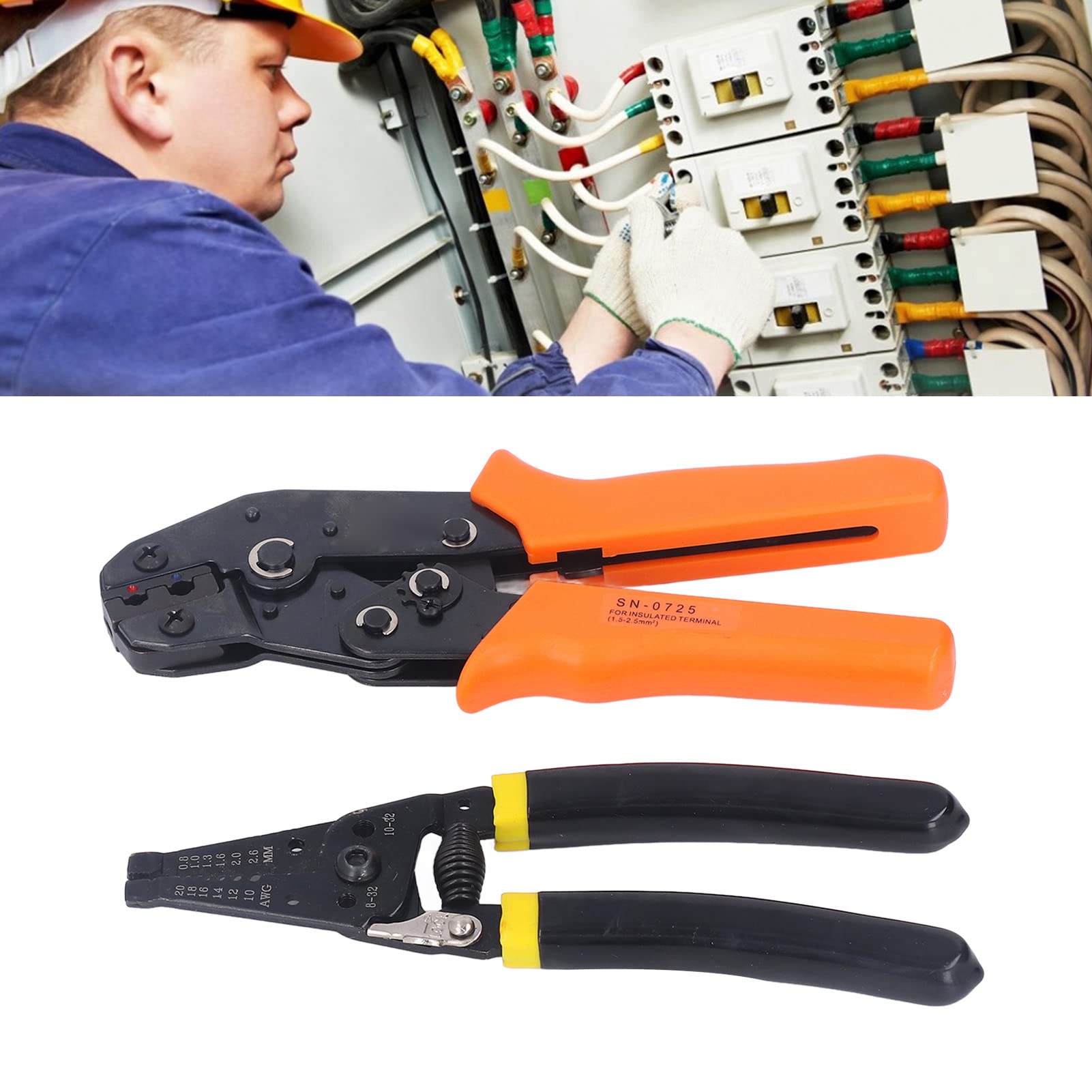 Kit de Alicates de Crimpado con 4 Mordazas Intercambiables para Terminales Eléctricos, Pelacables y Cortador Incluido