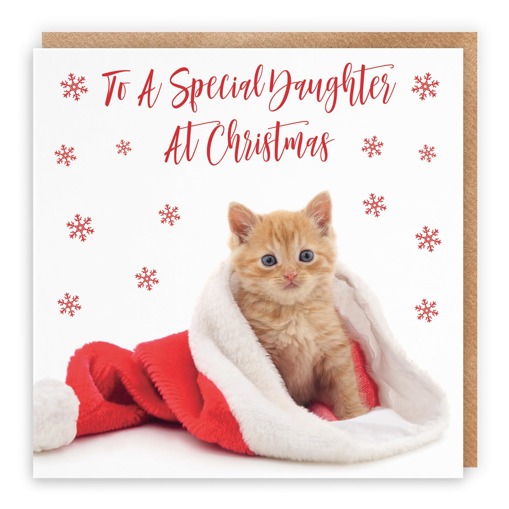 Hunts England - Daughter Christmas Card - To A Special Daughter At Christmas - Kitten Collection, White, 148 x 148 mm