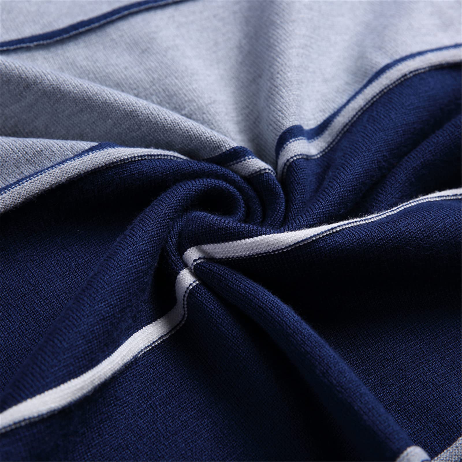 Vogrtcc Maglione Uomo Pullover A Righe Slim Fit Maglioni Maglieria Lana, Blu, 2XL