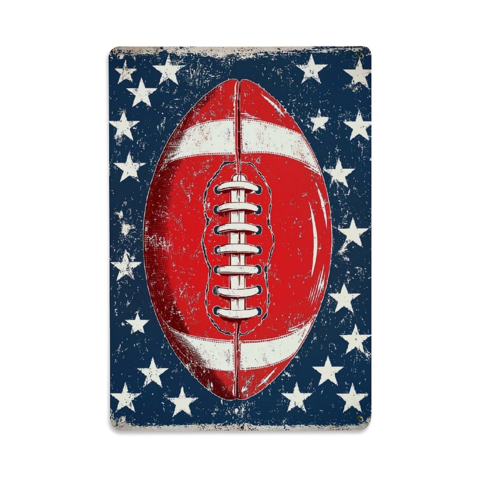Nestemfo Vintage Red Football On Starry Background Tin Sign Metal Sign, Living Room,Bar, Home, Bedroom Wall Decor,Retro Metal Poster 8X12 Inches