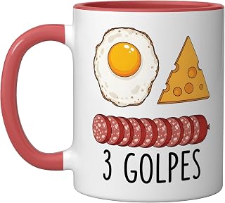 Dominican 3 Golpes Breakfast Food Taino Dominicano Ceramic Mug, Red/White