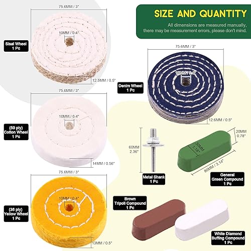 Miniatura 9 de Keadic Kit de 8 ruedas de pulido de 4 pulgadas, 3 piezas de compuesto pulido, suave, finomediogruesoáspero con orificio de eje de 12 pulgadas para