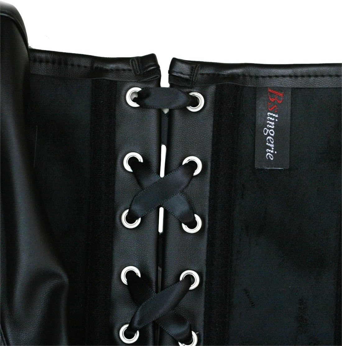 bslingerie® Womens Faux Leather Zipper Front Bustier Corset Top - Image 4