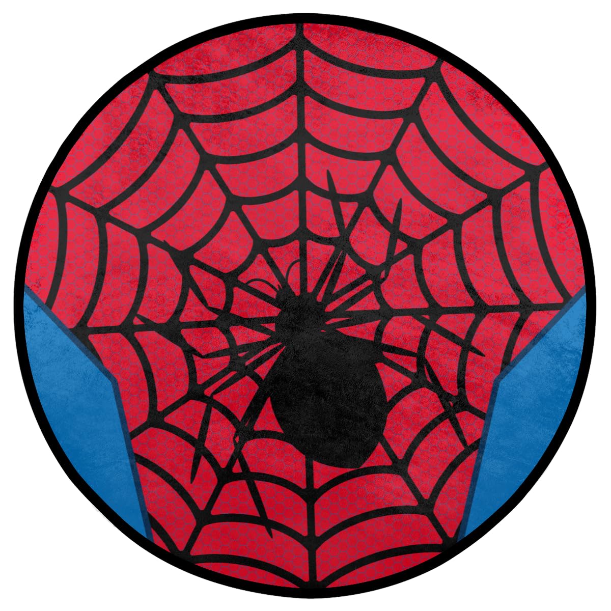 Red Spider Web Round Area Rug Large Aesthetic Area Rugs for Kids Room Nursery Decorations, 3 ft Diameter Cool Non-Slip Doormat Floor Carpet Decor
