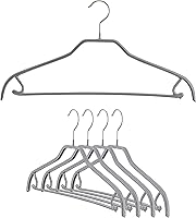 MAWA Silhouette 41/FRS Non-Slip Steel Hangers with Pant Bar & Skirt Hooks, Set of 5 Silver - Space-Saving German Quality