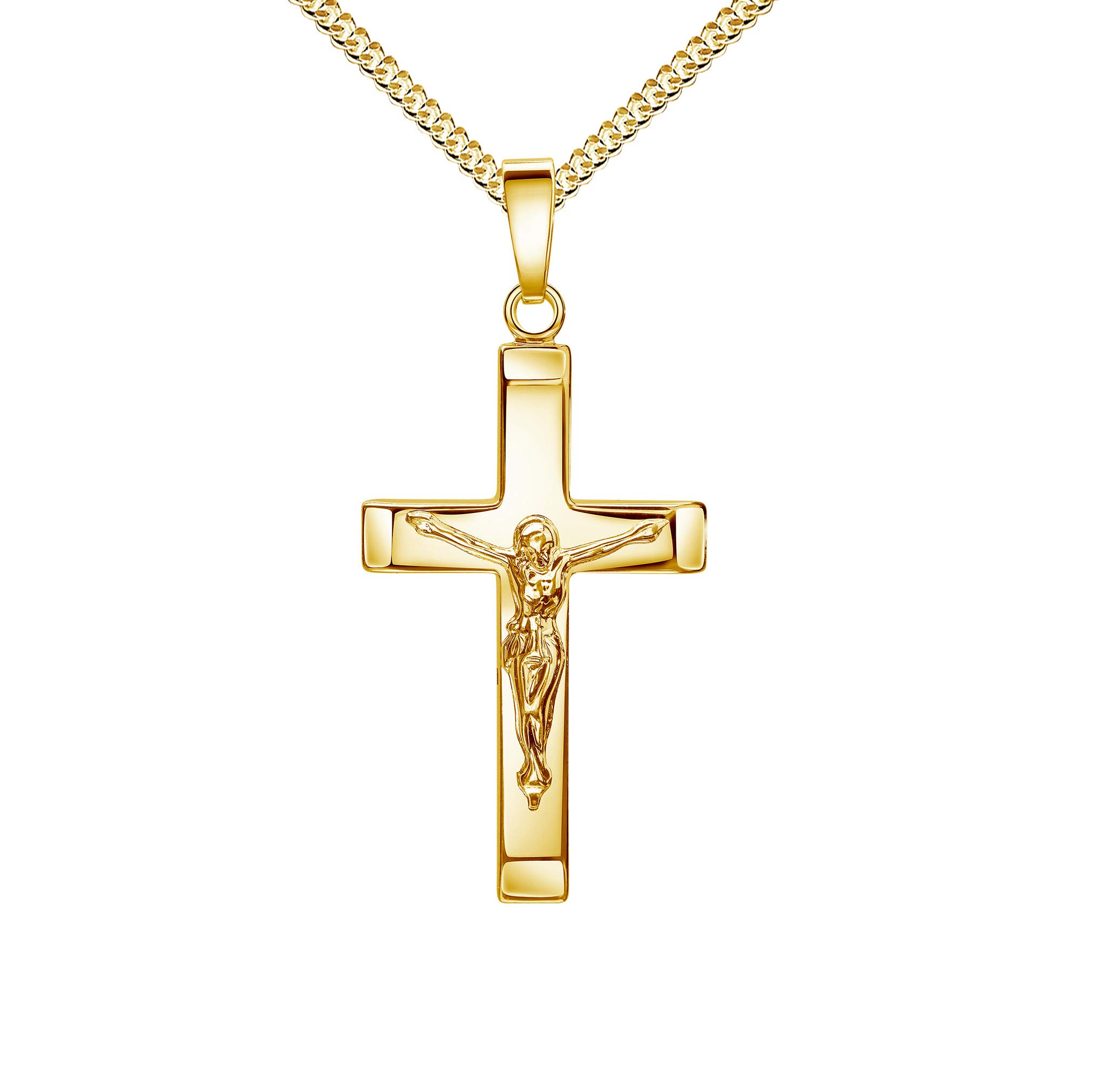 Kruzifix Kreuz-Anhänger Goldkreuz Jesus Christus Kettenanhänger 585 Gold 14 Karat mit Halskette Länge wählbar.