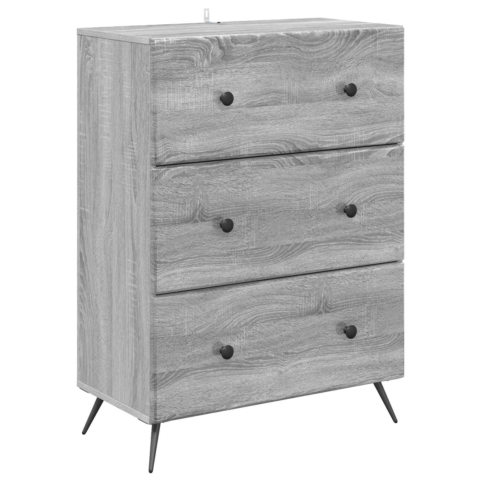 Armoire à tiroirs gris Sonoma et métal noir, commode élégante 66 x 34,5 x 90 cm