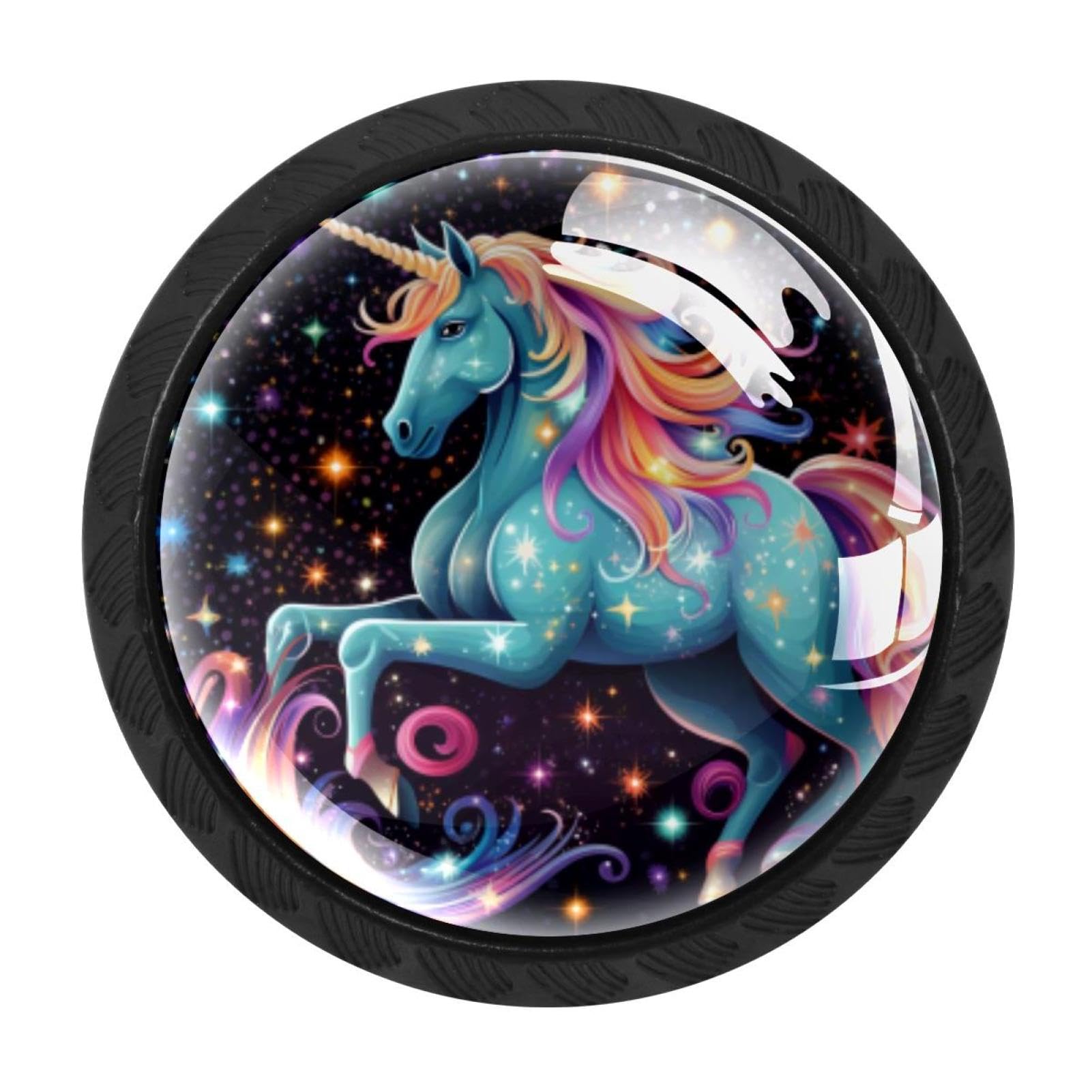 Chenzzzz Multicolored 07 4 Pieces Kitchen Cabinet Drawer Dresser Door Knobs Pulls Handles, Starry Unicorn