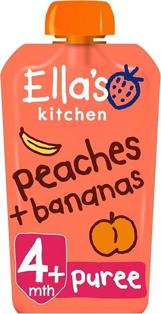 Ella's Kitchen, Stage 1 From 4 Months Organic Peaches and Bananas ,120 g, (Pack of 7)