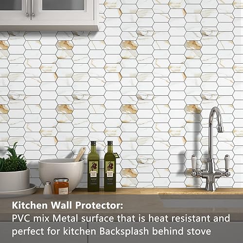 Miniatura 9 de Vamos Tile Azulejos sin costuras para despegar y pegar, 10 hojas para pegar en azulejos para salpicaduras de cocina y baño, azulejos de mosaico de