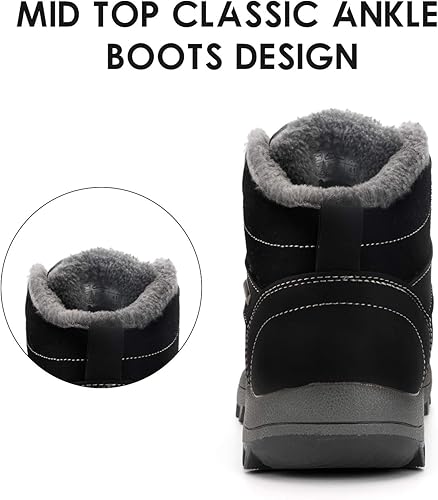 Miniatura 5 de Botas de senderismo para mujer y hombre, forro cálido, botas de nieve para exteriores, antideslizantes, resistentes al agua