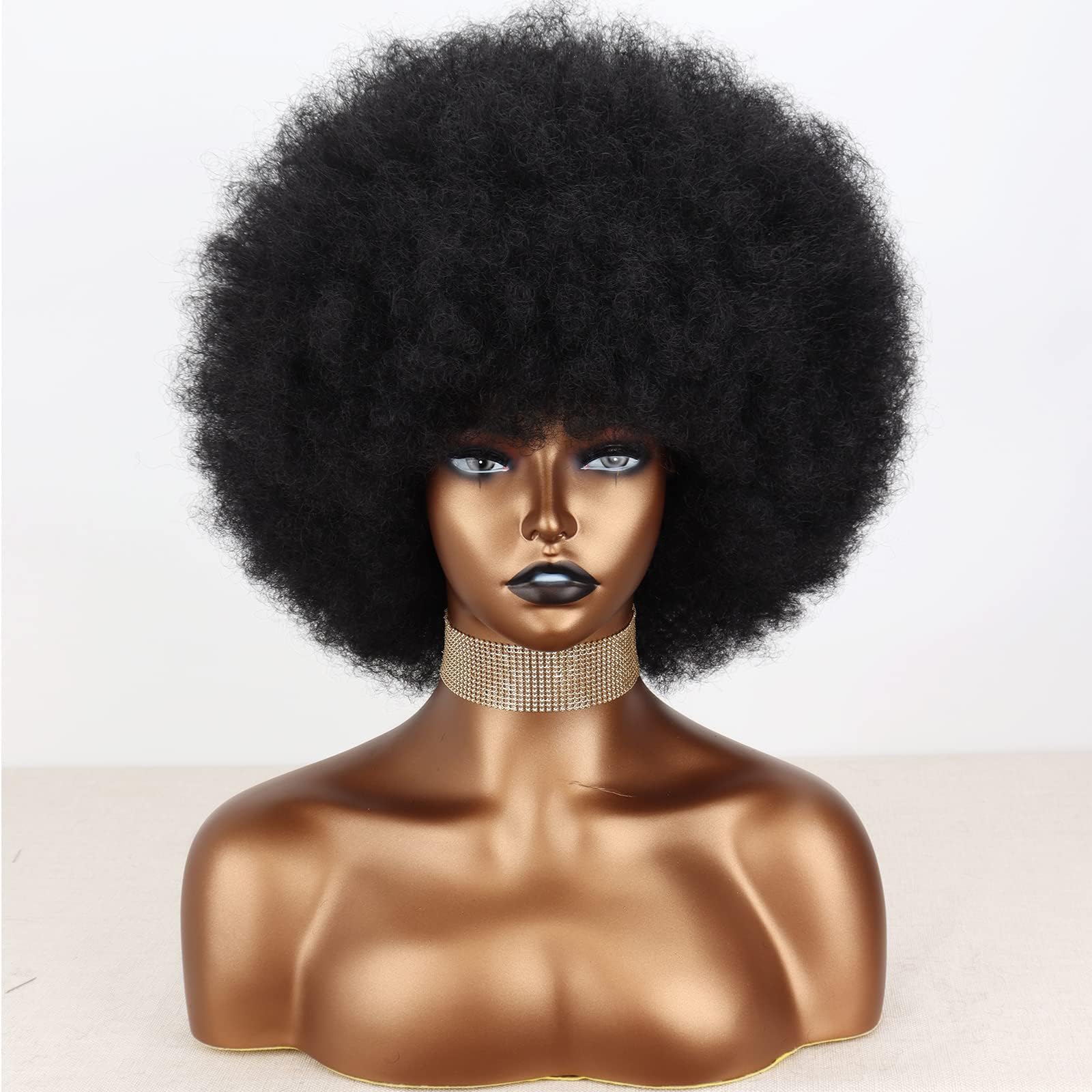 Amnenl Mens Afro Wig Curly Black Short Wigs Kinky Fancy