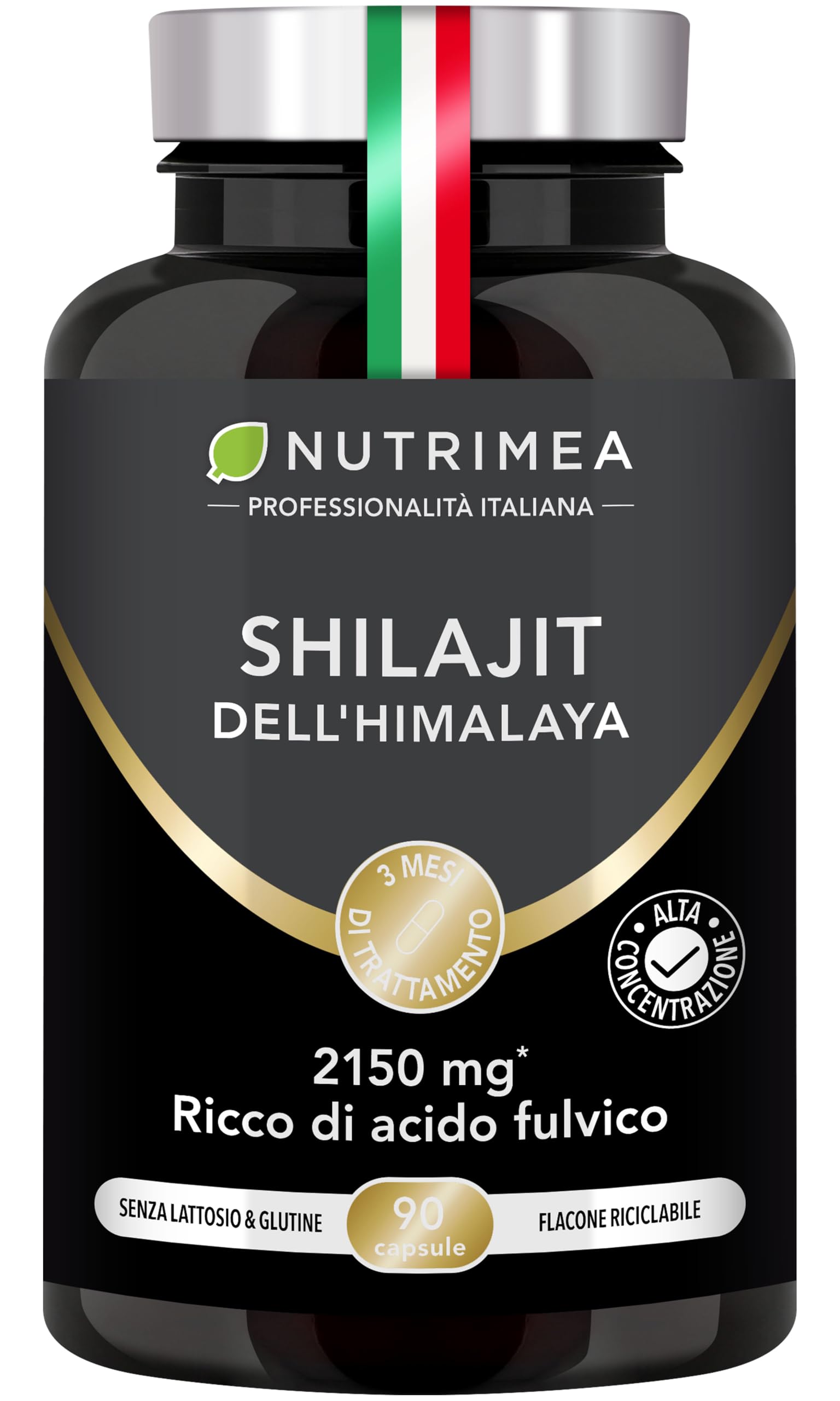 Shilajit Puro | 2150 mg per Capsula | Estratto 5:1 Standardizzato al 50% in Acido Fulvico | 100% Puro | 90 capsule | Nutrimea