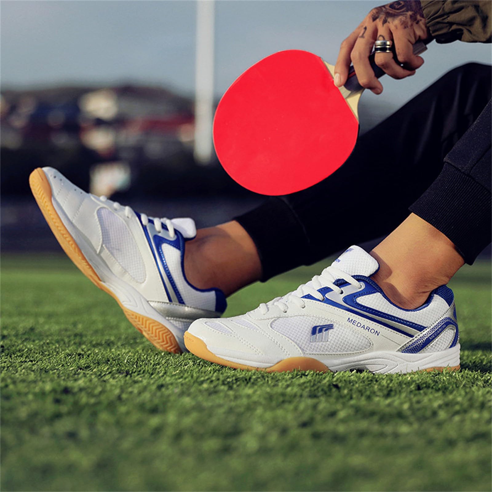 JiuQing Scarpe da Ping Pong da Donna per Uomo Indoor Antiscivolo Traspiranti per L'allenamento di Pickleball da Tennis