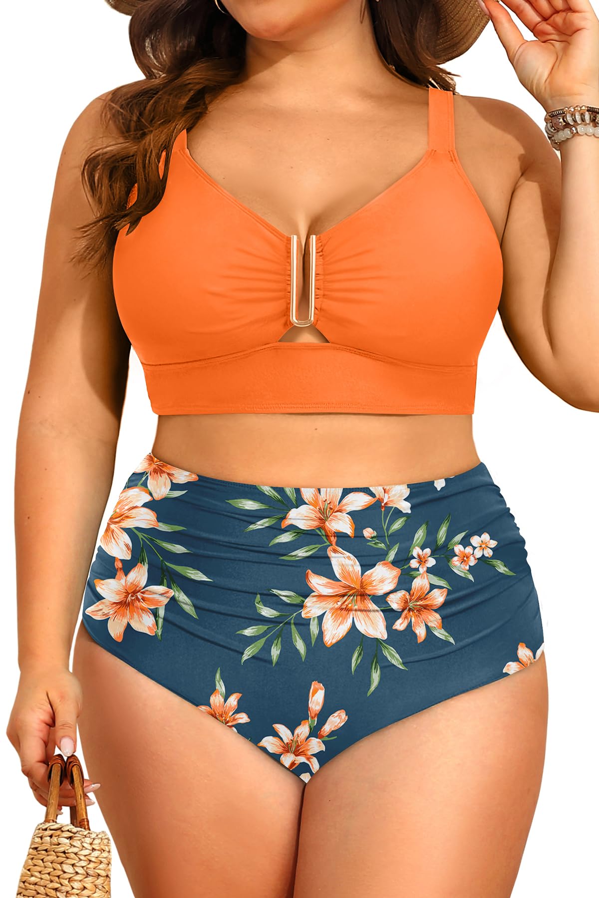Yonique Women Plus Size High Waisted Bikini - Two Piece Swimsuit U-Wire Cutout Tummy Control Bathing Suit 2026