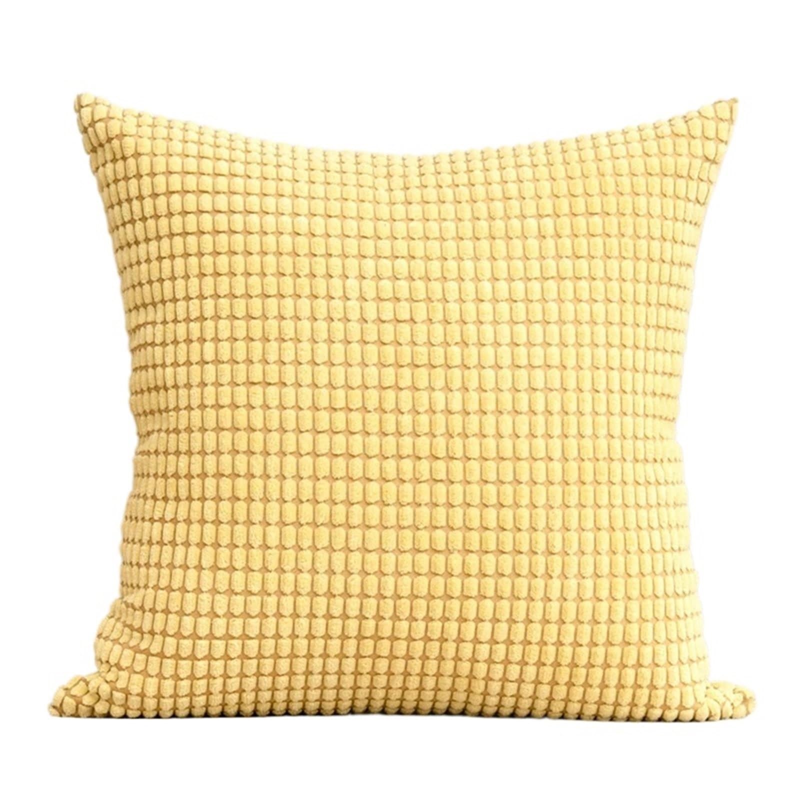 HEUchuan Corduroy Cushion Covers 1Pcs Soft Corduroy Corn Grain Home Decorative Cushion Cover 40/45/50cm Solid Color Throw Pillow Case For Bedroom Sofa Chair Car for Sofa Couch Bedroom(Yellow,45x45CM)