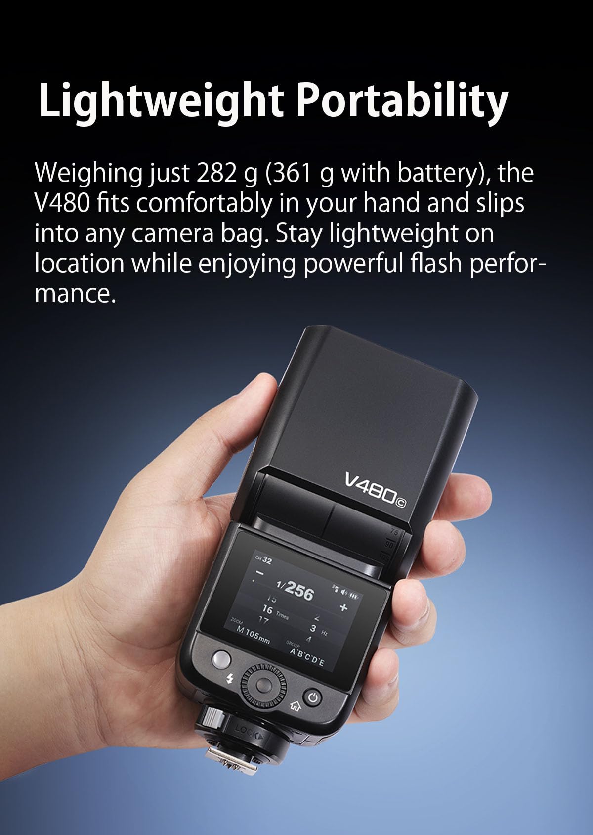GODOX Blitz V480 S Kamera Flash, V480S Touchscreen Blitzgeräte, TTL HSS 1/8000s Speedlite, Kompatibel mit Sony Alpha A9 III a7III a7CII a7IV a7C a7RV a7 a7SIII a6700 a6400 a6600 ZV-E10 II ZV1 a6100