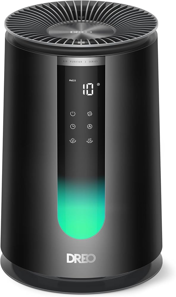DREO Air Purifier for Home, AHAM VERIFIDE Air Cleaner for Bedroom, Pets, Smoke, Dust, Pollen & Odors, PM2.5 Monitor, Auto, Turbo & HEPA Sleep Mode, 4 Speeds, Scent Diffuser, DR-HAP008 (Dreo 338)