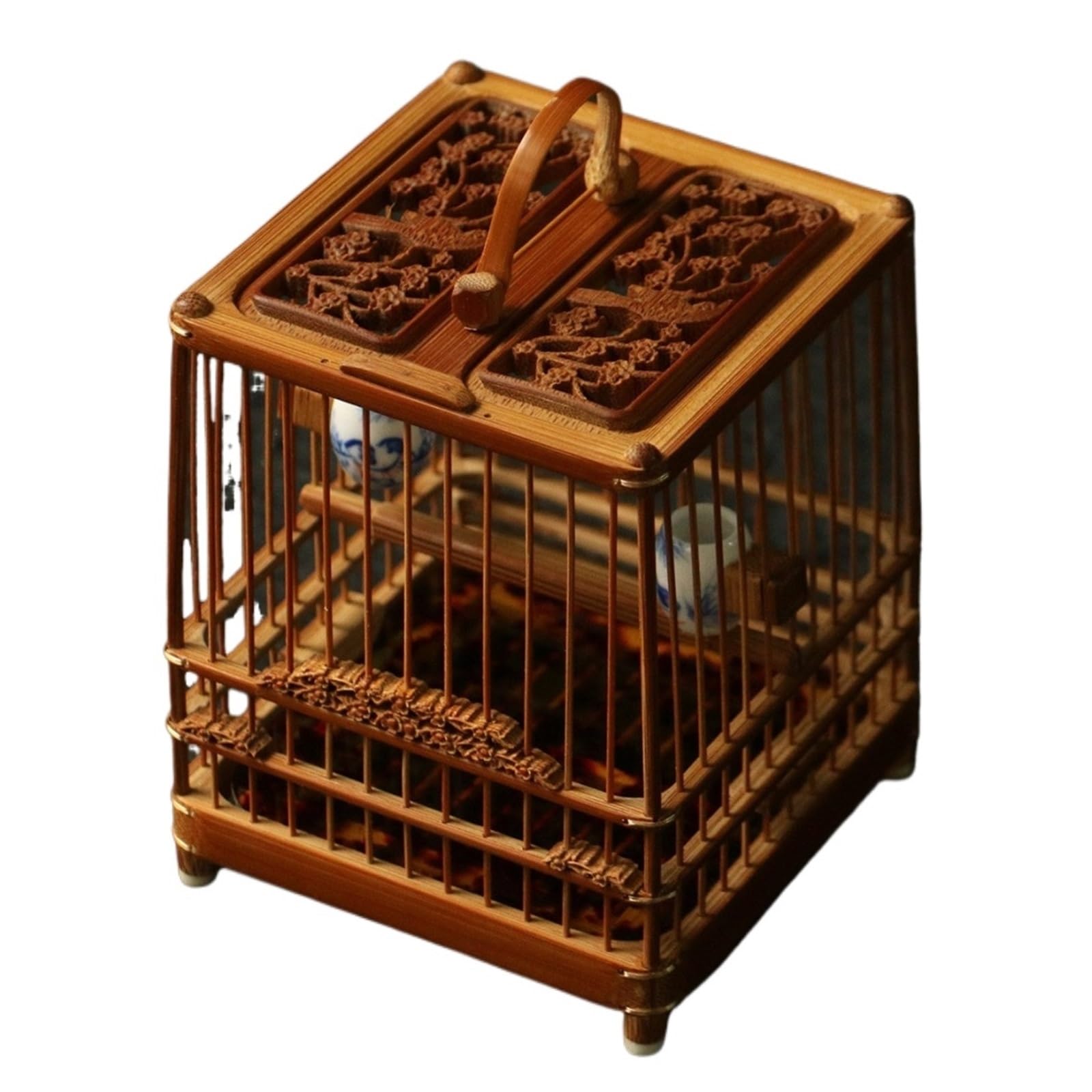 Cage à grillons pour reptiles en bois sculpté Magpie Plum Blossom premium