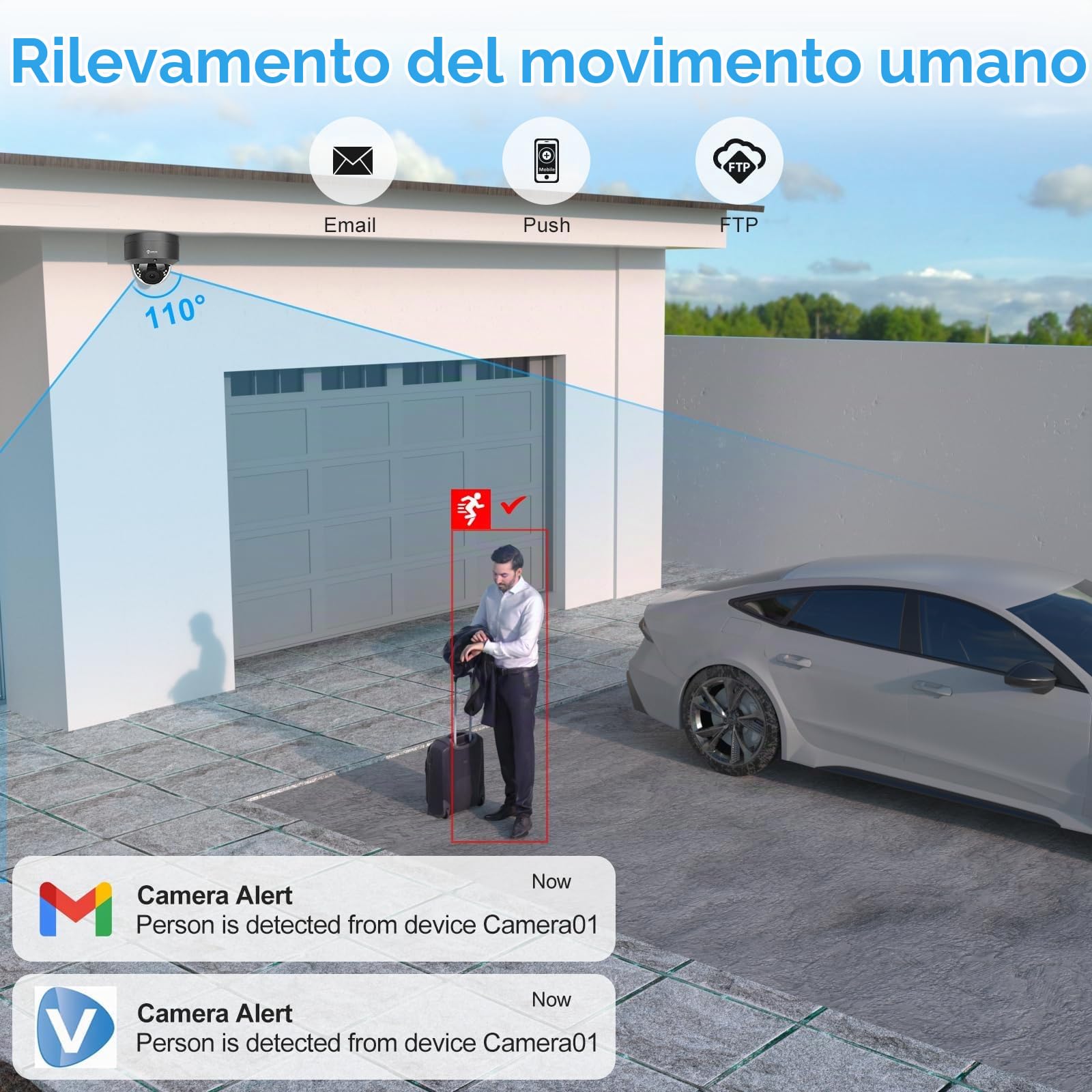 Anpviz 5MP Dome Telecamera PoE Esterno, Telecamera IP PoE di Sicurezza | Visione Notturna IR 30M, Rilevazione Movimento, Audio Incorporato, Full Metal Housing, Impermeabile IP66 (U Series)