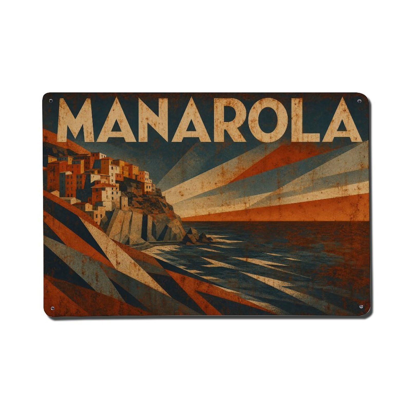 Metal Tin Sign Vintage Travel Manarola Italy