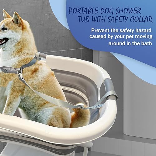 Miniatura 3 de Bañera portátil para perros y estación de lavado de perros, bañera elevada plegable para mascotas, para bañarse, ducharse, aseo, lavabo para