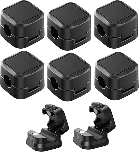 Miniatura 7 de Paquete de 8 organizadores de cables magnéticos, fuerte adhesivo para escritorio, gestión de clips magnéticos para cables, soporte de cable de